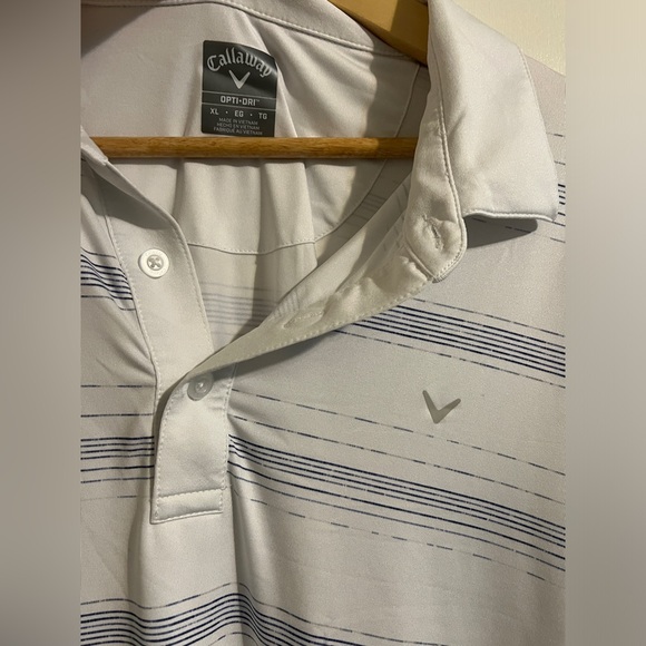 Callaway Men's Opti-Dri Striped Polo Shirt White & blue stripes | size XL - Picture 3 of 6